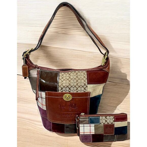 Y2K Coach 11356 Bleecker Holiday Patchwork Duffle & Wristlet - Picture 16 of 16